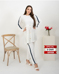 White Elegant Stripe Lounge Set